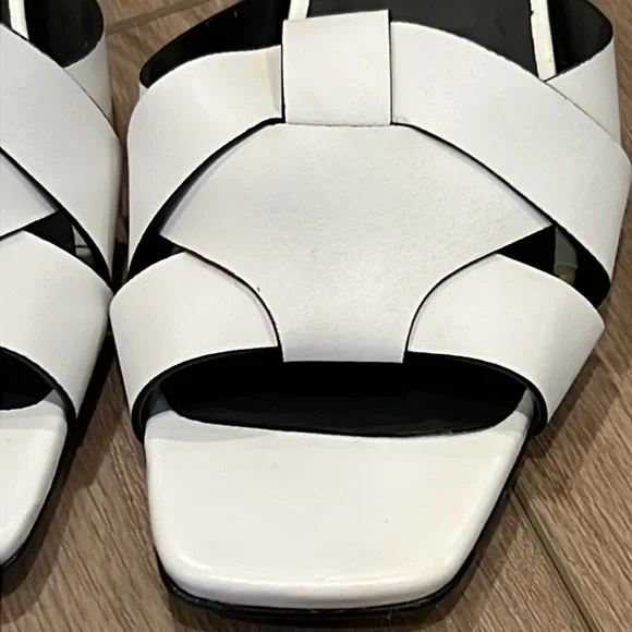 Emanuele Crasto Strappy Crisscross White Sandals Leather EU 39 US 8 - Picture 12 of 15